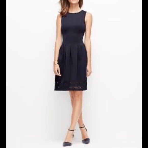 Ann Taylor Dresses & Skirts - Ann Taylor sleeveless navy laser cut hem dress
